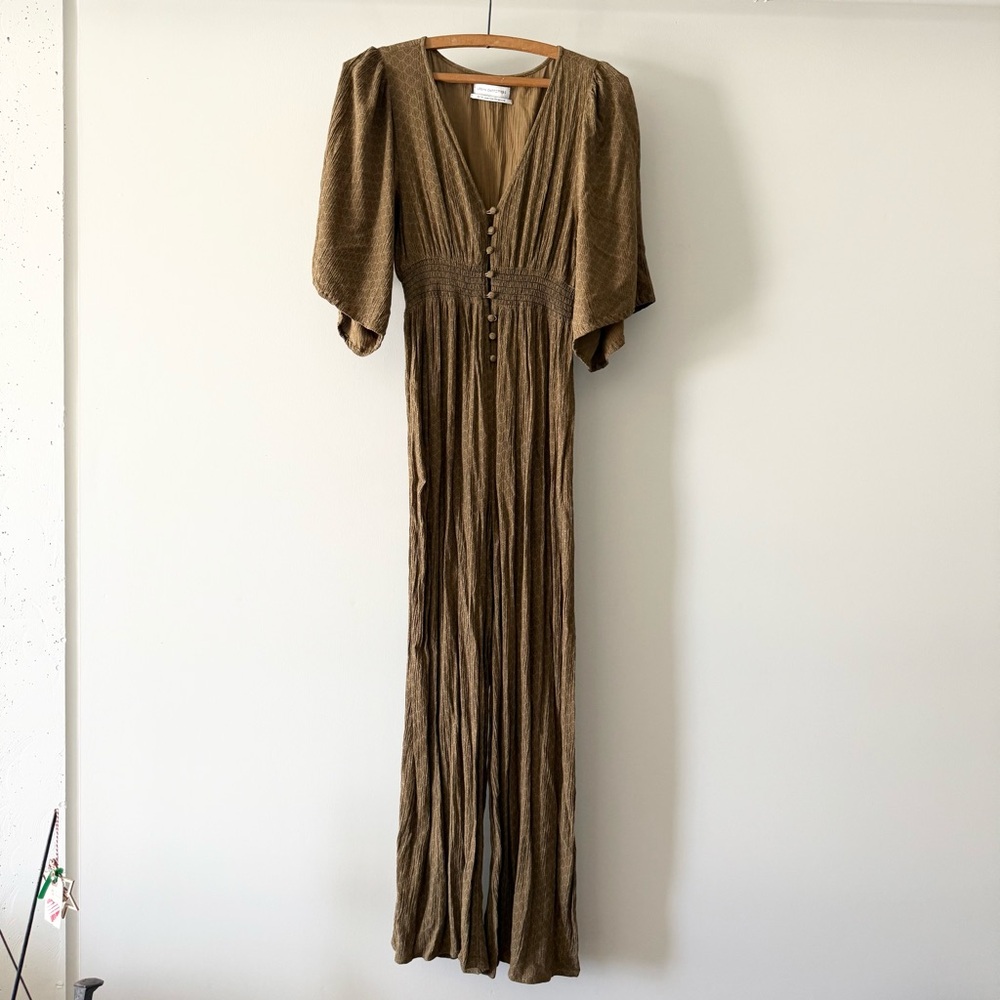 Urban Outfitters Vintage Muslin Bell Sleeve V-neck Wide Leg Jumpsuit XS